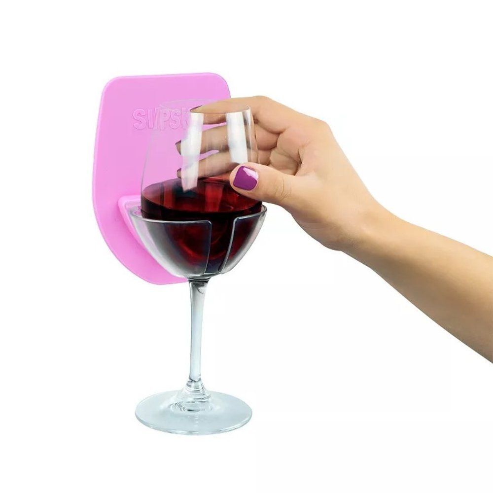 New Slipski Silicone Bathtub Shower Wine Glass Holder Gift